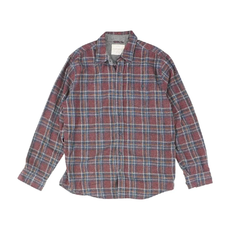 men's plaid flannel shirt with adjustable cuffs and pockets Multi Plaid Flannel Button Down