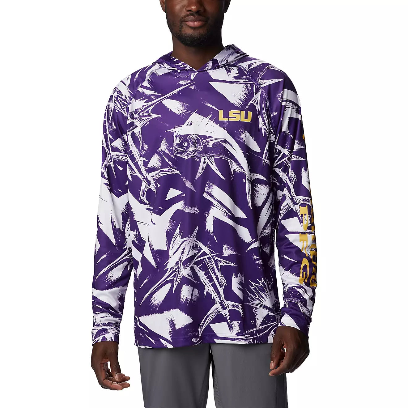 men's slim-fit dress shirt LSU Tigers Men's Columbia Super Terminal Tackle Hoodie