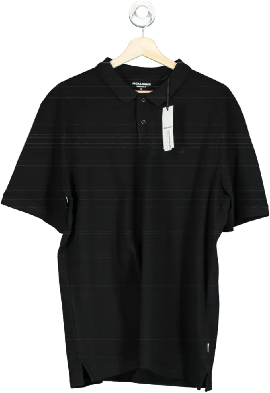 men's plaid flannel shirt with chest pocket Jack & Jones Black Essentials Polo Shirt Slim Fit UK XL