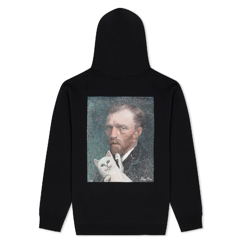 Men's short-sleeved hooded sweatshirt Men's casual hooded sweatshirtVan Nermal Hoodie (Black)