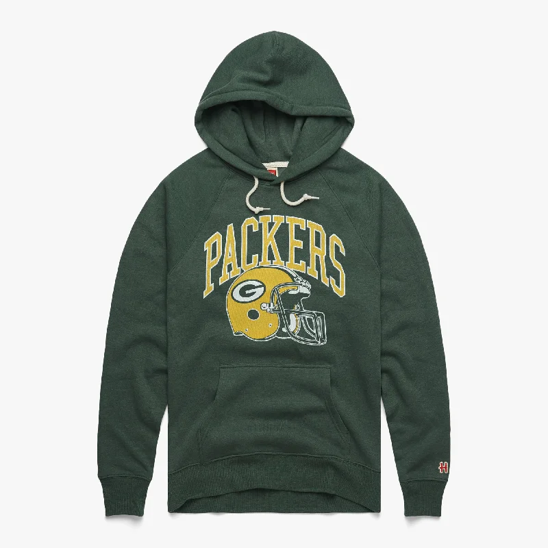Men's hooded sweatshirt with lined fleece Men's checked hooded sweatshirtGreen Bay Packers Helmet Hoodie
