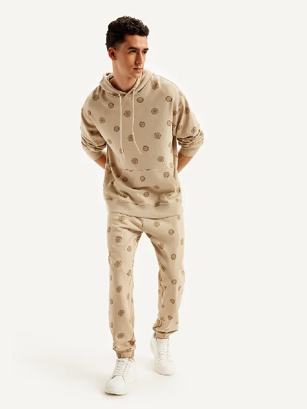 men's henley shirt with contrast stitching Men's Beige Regular Fit Joggers