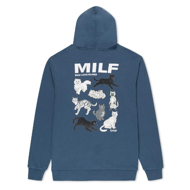 Men's striped hooded sweatshirt Men's high-neck hooded sweatshirtMan I Love Felines Hoodie (Storm Blue)