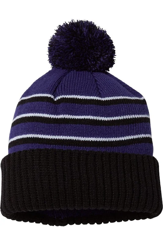 adjustable baseball caps for kids Richardson Stripe Pom Cuffed Beanie