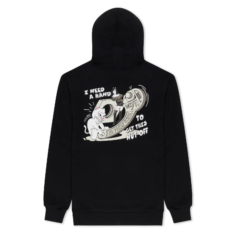 Men's hooded sweatshirt for style Men's hooded sweatshirt with ribbed waistbandNut Off Hoodie (Black)
