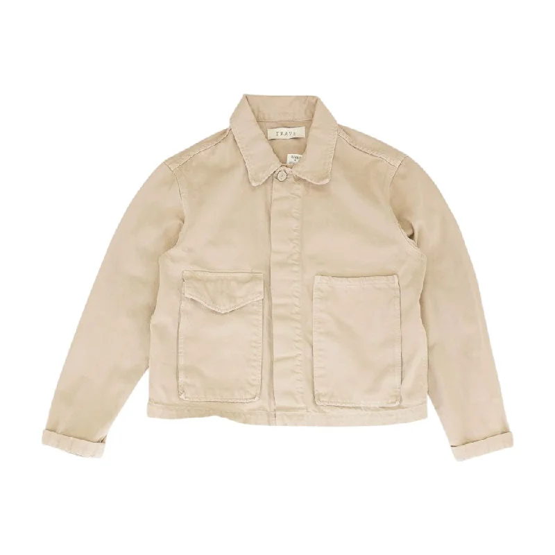 men's hooded bomber jacket Tan Solid Denim Jacket