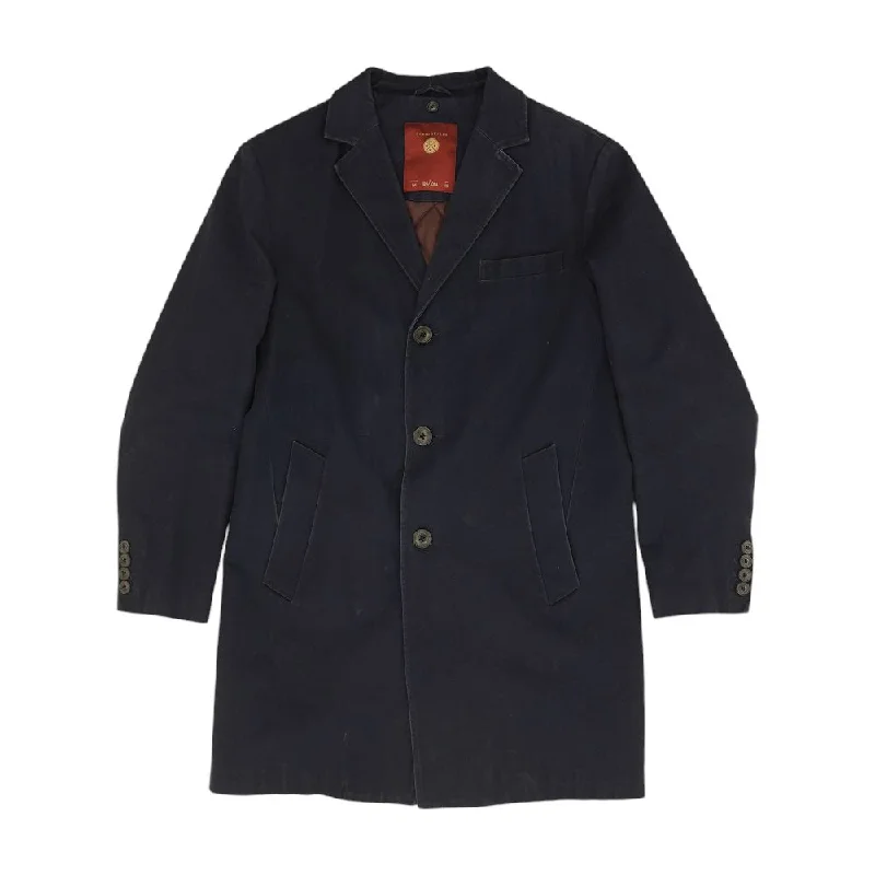 men's peacoat with removable fur collar Navy Solid Coat