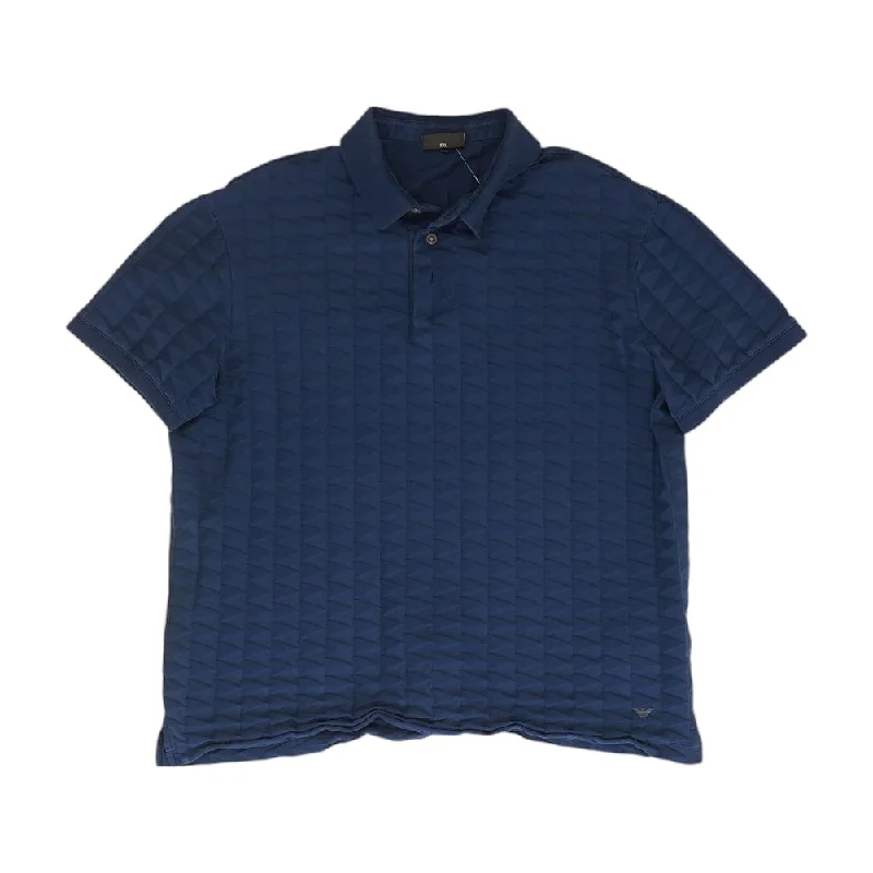 men's striped henley shirt with contrast color bands Blue Solid Short Sleeve Polo