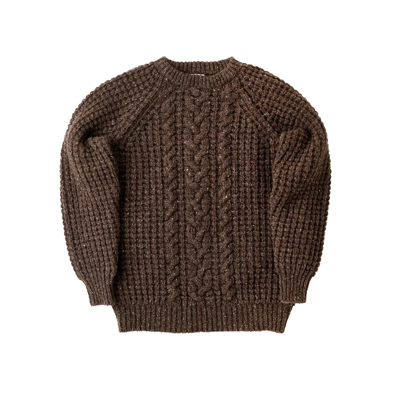 men's plaid shirt with chest pocket and contrast stitching FOX x CORGI Brown Donegal Wool Prince of Wales Pullover