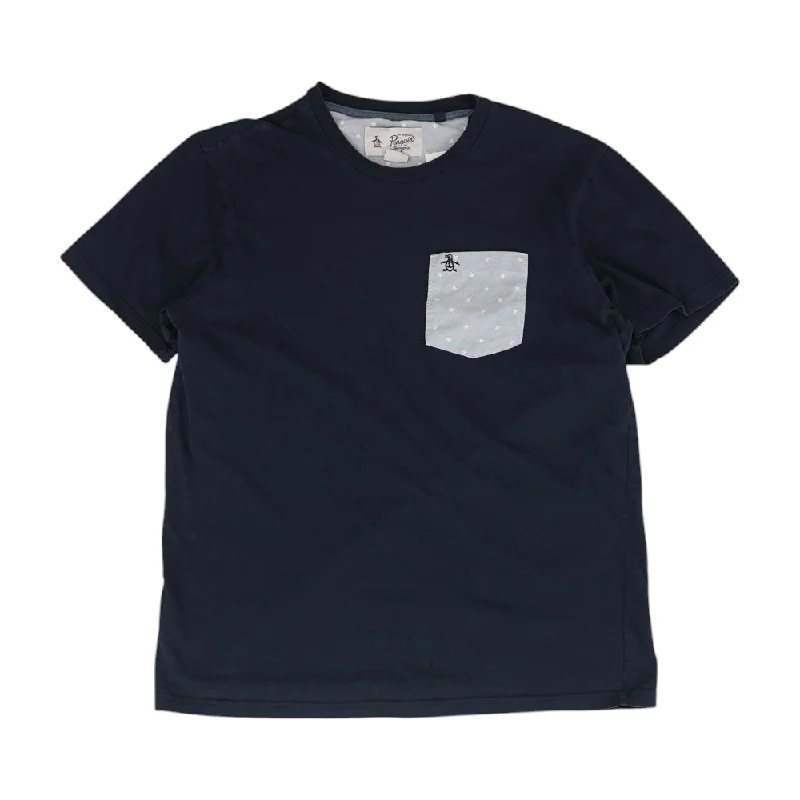 men's thermal long-sleeve shirt for winter Navy Solid Crewneck T-Shirt