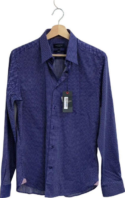 men's fleece-lined hoodie with adjustable cuffs and drawstrings Ted Baker Navy Bouley Circle Print Slim Fit Shirt UK Size 15