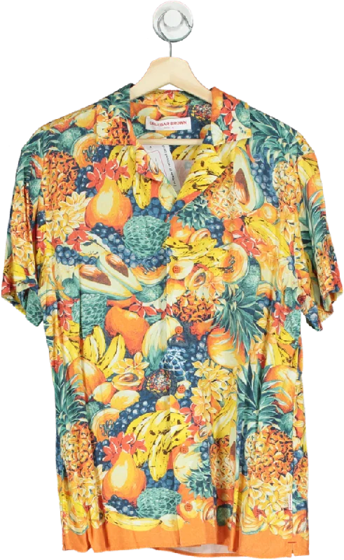men's distressed denim shirt Orlebar Brown Multi-Coloured Travis Club Tropical Print Shirt UK L