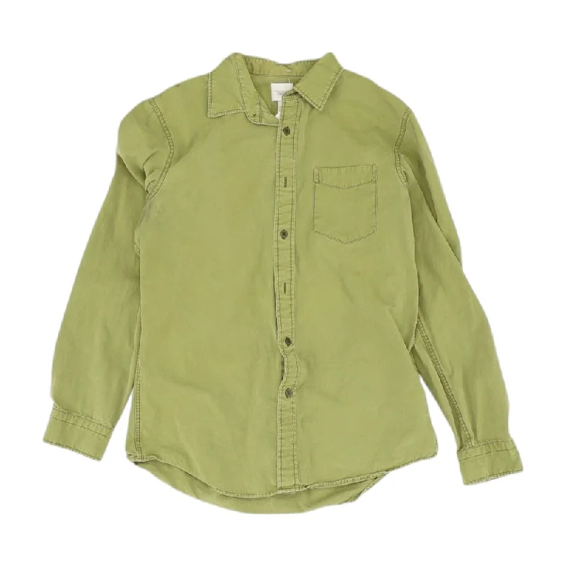 men's lightweight denim shirt with adjustable cuffs Green Solid Long Sleeve Button Down men's lightweight denim shirt with adjustable cuffs Green Solid Long Sleeve Button Down
