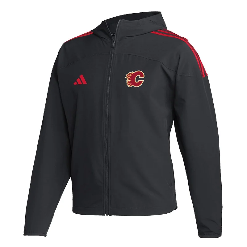 men's plaid shirt with contrast lining and pockets adidas - Men's Calgary Flames LW Full Zip Jacket (HY3097)
