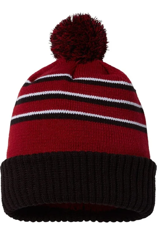 protective hard hats for construction Richardson Stripe Pom Cuffed Beanie
