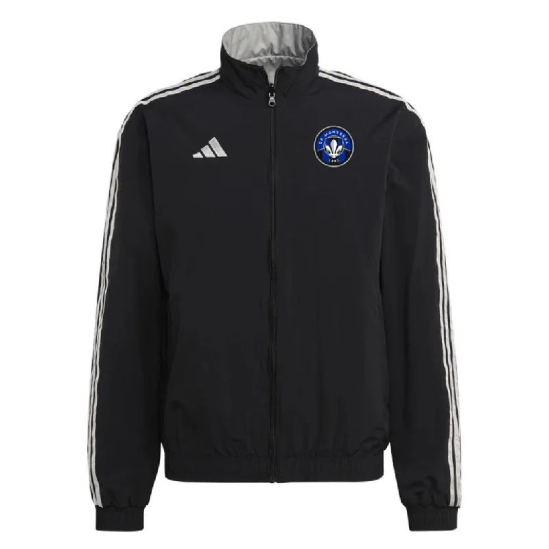 men's quarter-zip fleece pullover with thumbholes adidas - Men's CF Montreal Anthem Jacket (HU0093)