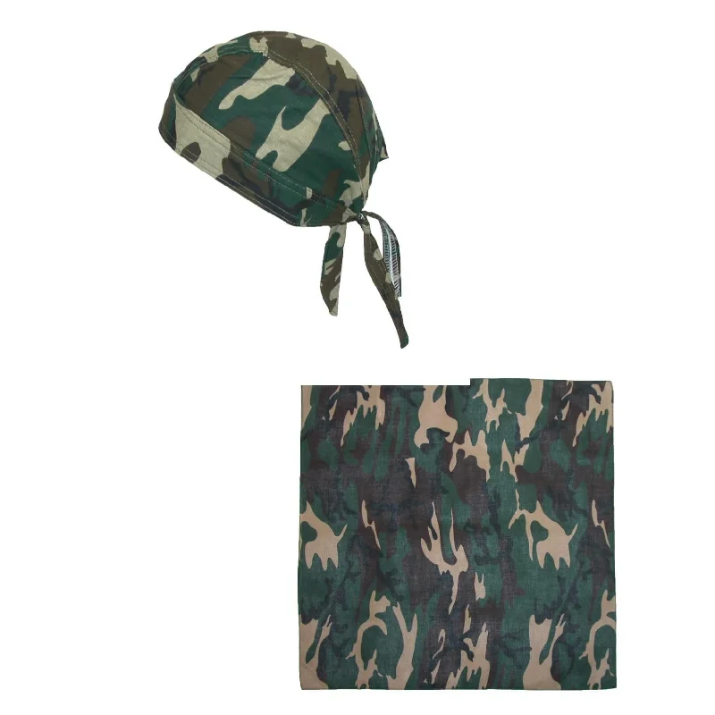 elegant derby hats Men's Cotton Lined Camo Skull Do Rag Cap with Bandana Kit