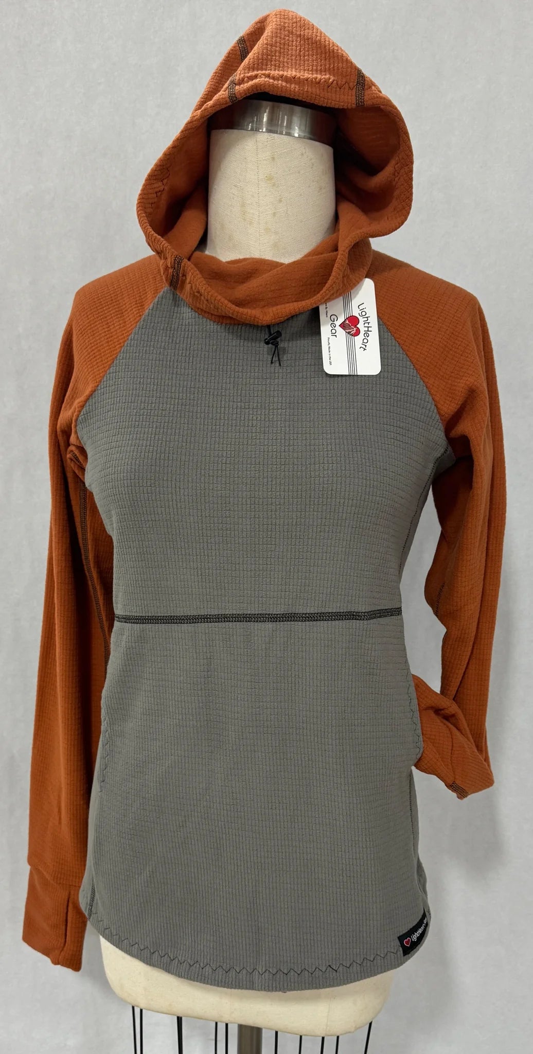 Men's hooded sweatshirt with pockets Men's solid-color hooded sweatshirtMen's Hoodie - Gray w/ Terracotta sleeves & hood